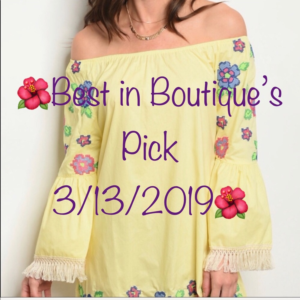 ✂️ Cute yellow off-shoulder dress with 💐🌷 - Picture 3 of 8